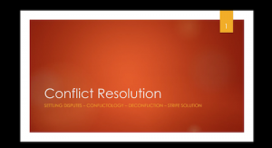 first slide of conflict resolution presentation showing conflict resolution title